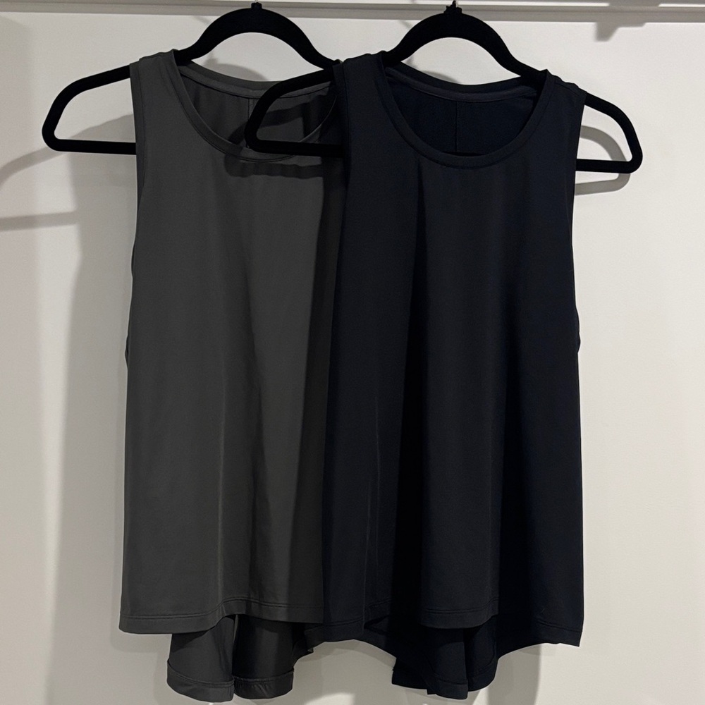 Women's Sleeveless Athletic Tank Top Set - Black and Gray